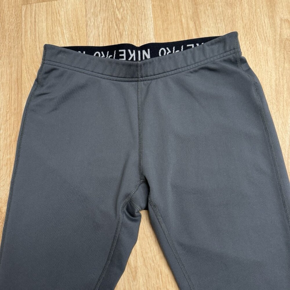 NIKE PRO LEGGINGS FLEECE LINED GRAY SIZE S FIT DRY ELASTIC WAIST WARM ATHLETIC - Picture 3 of 14